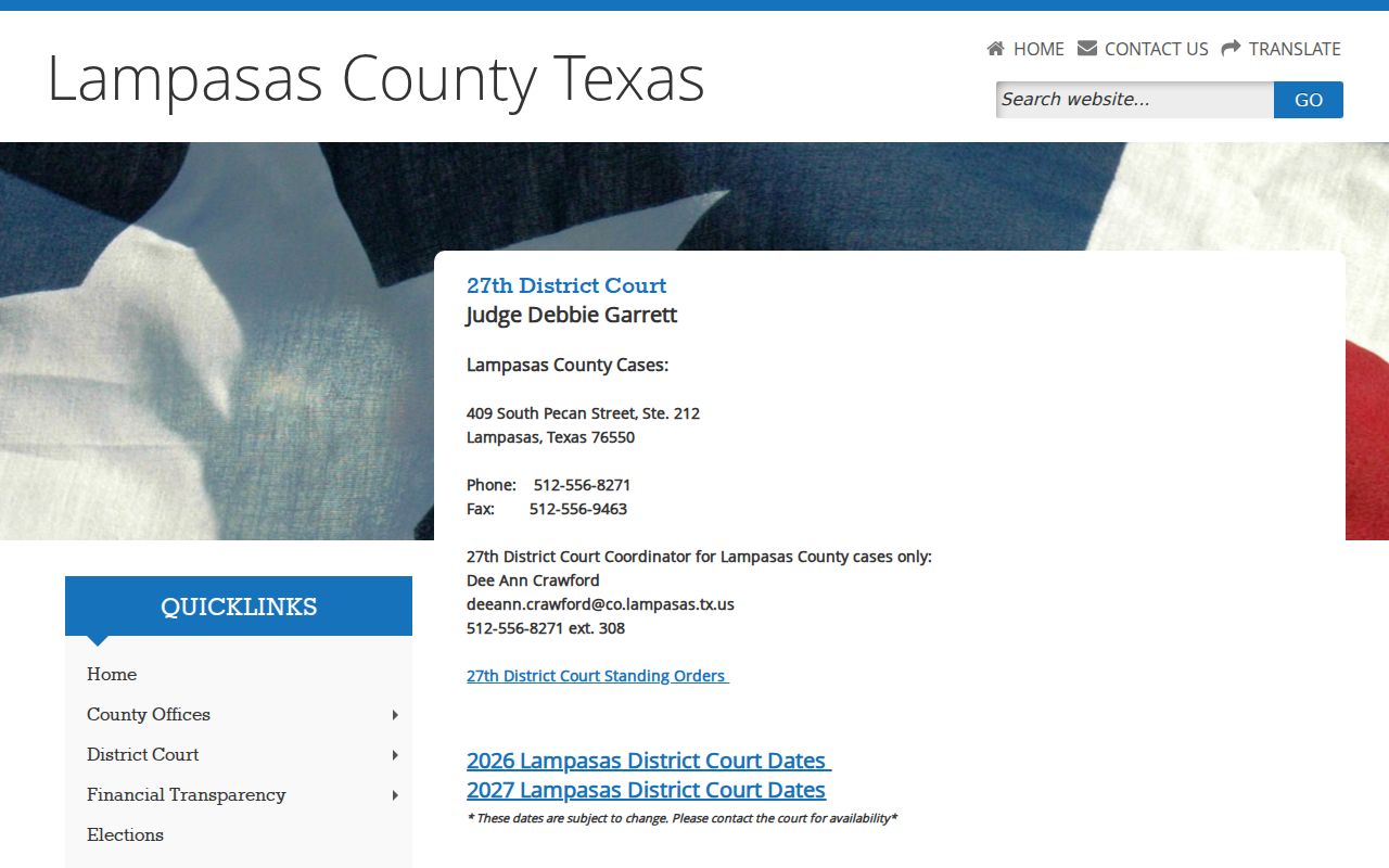 Lampasas County 27th District Court records