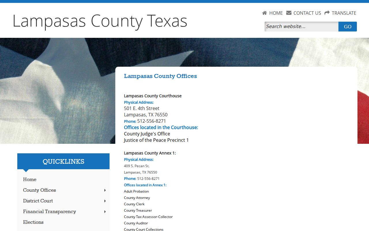 Lampasas County warrant court offices near the courthouse